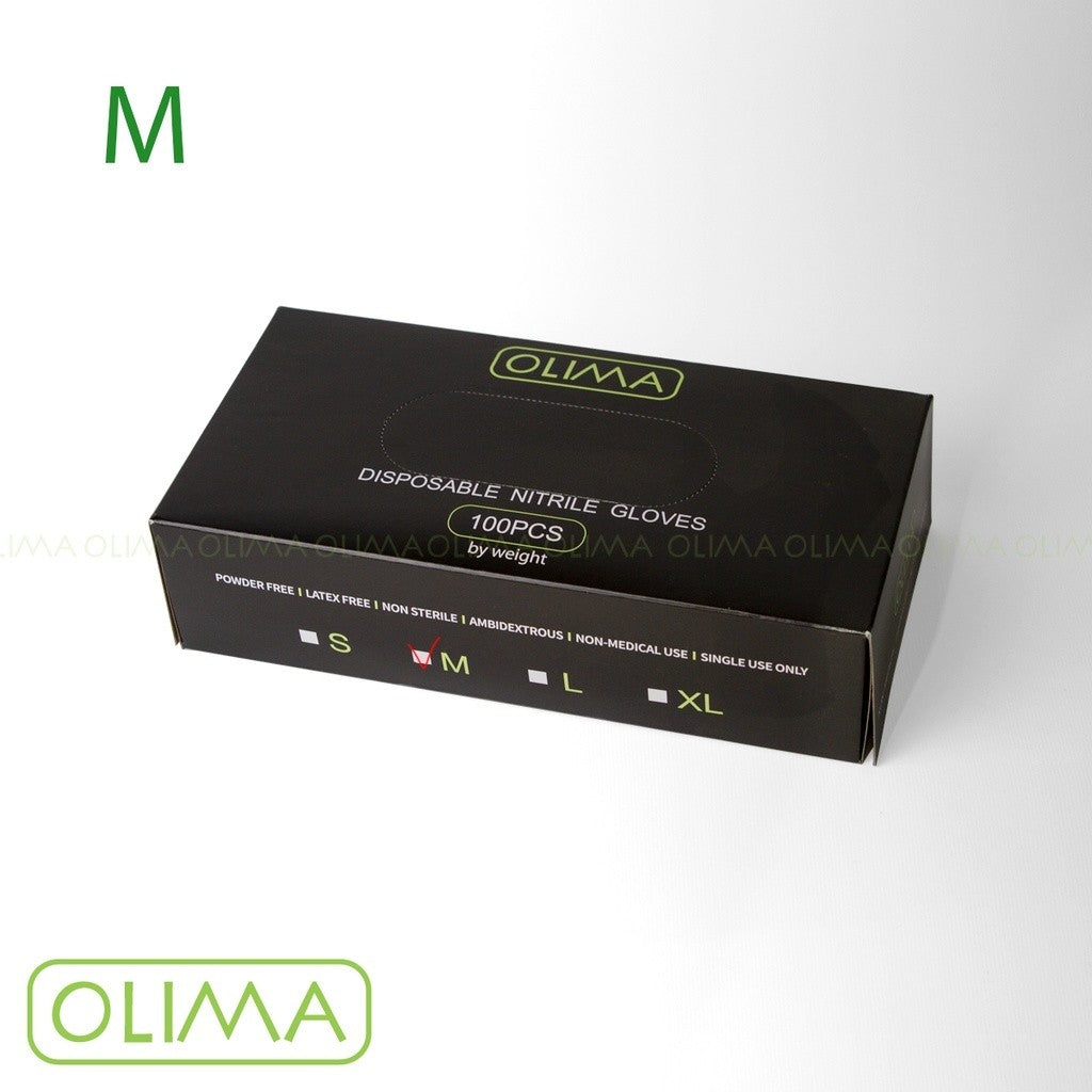 OLIMA 黑色橡膠手套 100只 (一盒) 無粉