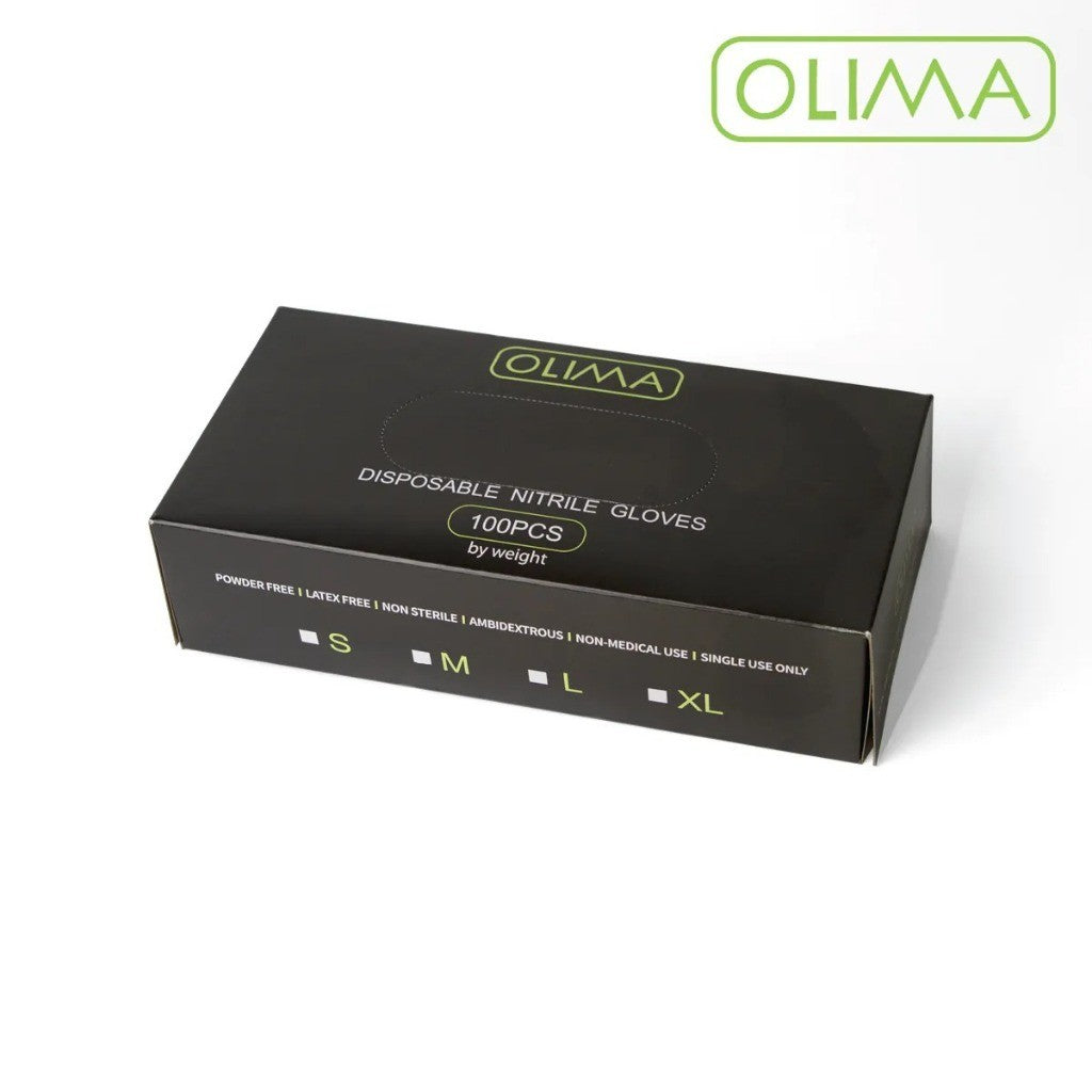 OLIMA 黑色橡膠手套 100只 (一盒) 無粉