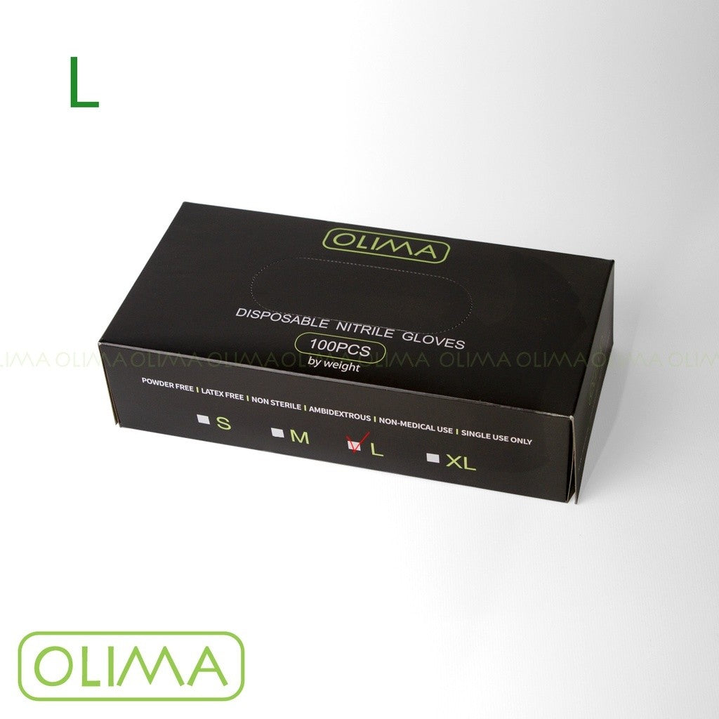 OLIMA 黑色橡膠手套 100只 (一盒) 無粉